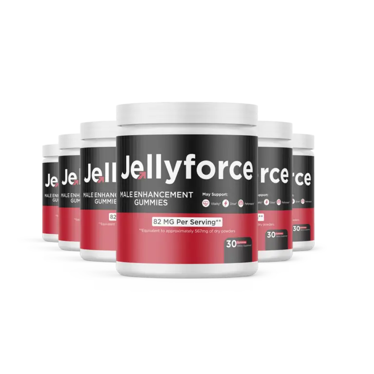 Jellyforce six-jar supply, a 180-day supply of male performance support gummies